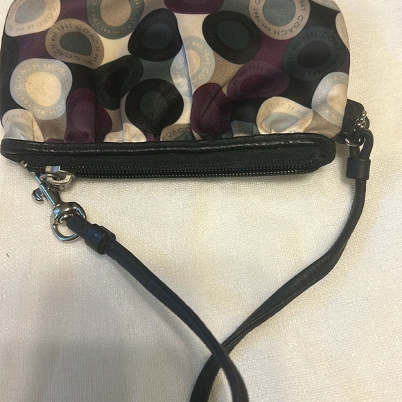 Coach wristlet eggplant color, white, khaki, green blue - Picture 9 of 11